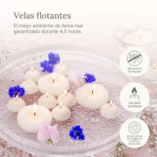 Bolsius ▫️ Velas flutuantes – Rosa – 20 unidades – Diâmetro 45 mm – Duração da combustão 4,5 horas – Cera de parafina – Sem óleo de palma – Velas decorativas para a casa 6