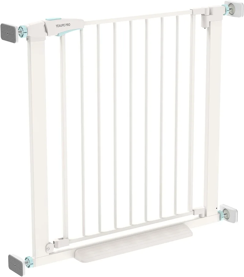 YEAUPE PRO ▫️ Cerca de segurança para bebés, 79-83 CM, barreira de escadas para bebés e crianças, cerca de montagem fácil sem parafusos, porta de segurança para bebés, utilização em interiores, branco