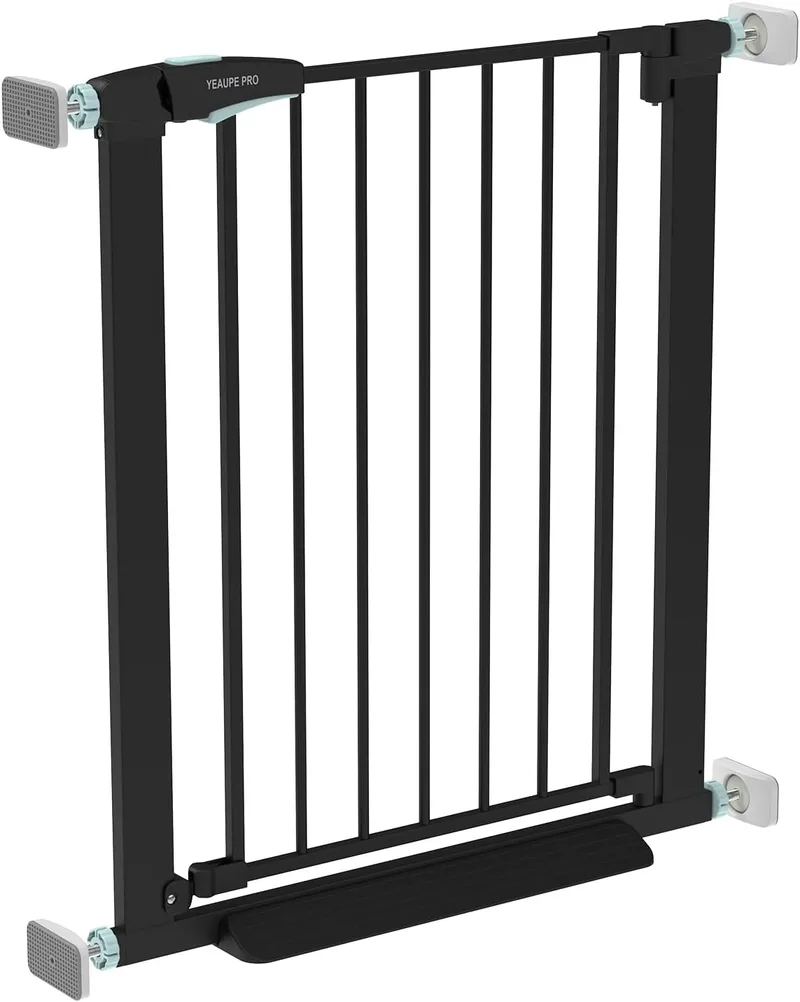 YEAUPE PRO ▫️ Escada com barreira de segurança para crianças, 74-78 CM, vedação de segurança para crianças sem parafusos, portão de segurança para bebés e cães, abertura com uma mão, bloqueio duplo, utilização no interior, preto