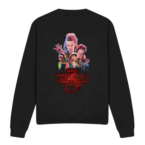 Stranger Things ▫️ Póster da terceira temporada - Camisola unissexo, preta - Camisola unissexo para adulto 4