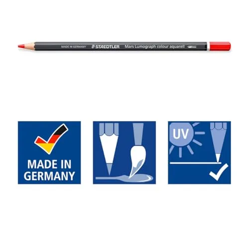 STAEDTLER ▫️ Lápis para aguarela Vermelho – Lápis artístico solúvel em água com formato hexagonal – Mina de 3,6 mm, elevada intensidade de cor e resistência à luz 6