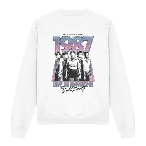 Stranger Things ▫️ Hawkins 1987 Póster da Visita de Grupo Camisola Unisexo, Branca Camisola Unisexo para Adultos 4