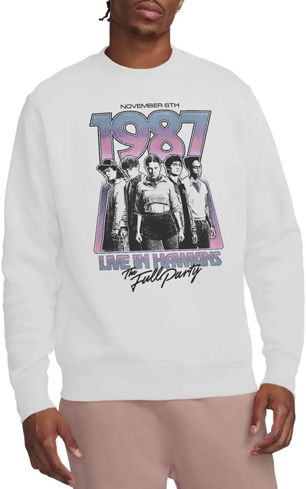 Stranger Things ▫️ Hawkins 1987 Póster da Visita de Grupo Camisola Unisexo, Branca Camisola Unisexo para Adultos