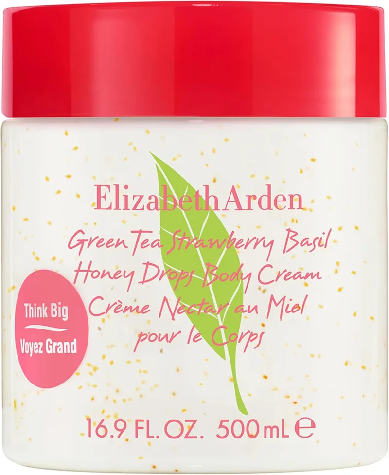 Elizabeth Arden ▫️ Green Tea Strawberry Basil Honey Drops Creme Corporal, Loção Sedosa com Chá Verde, Morango, Manjericão, Mel e Manteiga de Cacau, Hidratação e Frescura para Todos os Tipos de Pele, 500 ml