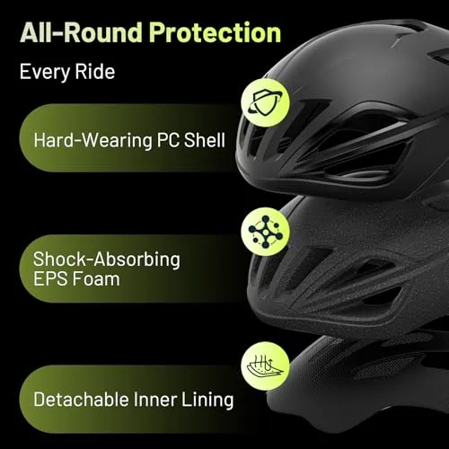 Favoto ▫️ Capacete de Bicicleta para Homem e Mulher - Capacete de Ciclismo de Estrada, Leve e Ajustável, Design Aerodinâmico e Elegante, Ideal para Deslocações Urbanas e BTT, L (59-61 cm) 2