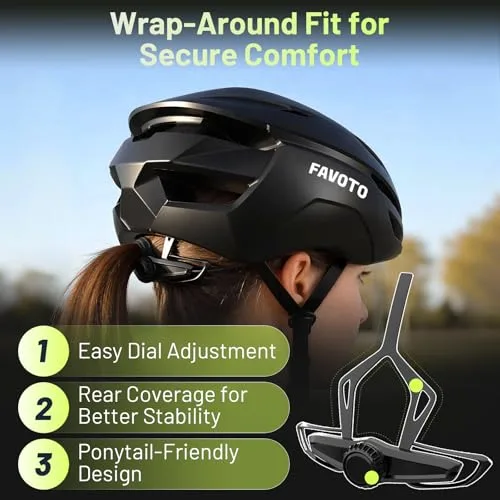 Favoto ▫️ Capacete de Bicicleta para Homem e Mulher - Capacete de Ciclismo de Estrada, Leve e Ajustável, Design Aerodinâmico e Elegante, Ideal para Deslocações Urbanas e BTT, L (59-61 cm) 3
