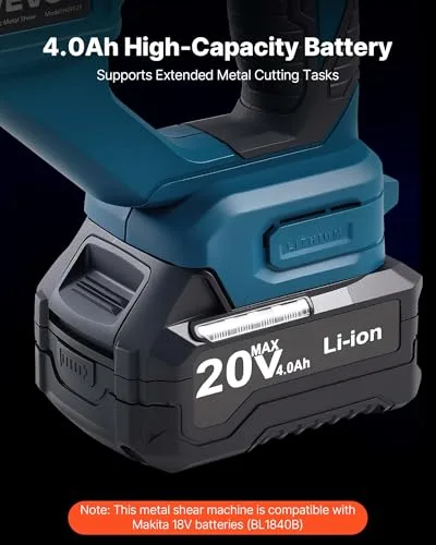 VEVOR ▫️ Tesoura de metal sem fios com cabeça giratória a 360°, lâminas duplas, corta aço galvanizado de 1,22 mm, aço inoxidável de 1 mm, alumínio, plástico e cartão, 25 000 RPM, 365 x 180 x 80 mm 5