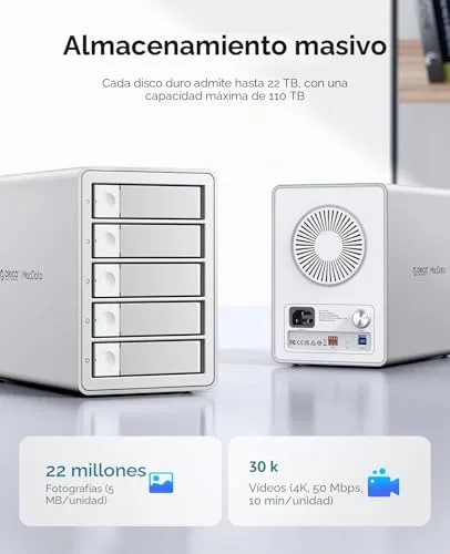 ORICO ▫️ Caixa de alumínio Raid para 5 compartimentos SATA HDD/SSD de 2,5/3,5 polegadas, USB 3.0 Tipo B 5 Gbps, Base de ligação para disco rígido, Compatível com RAID 0/1/5/10/PM (9958RU3) 2