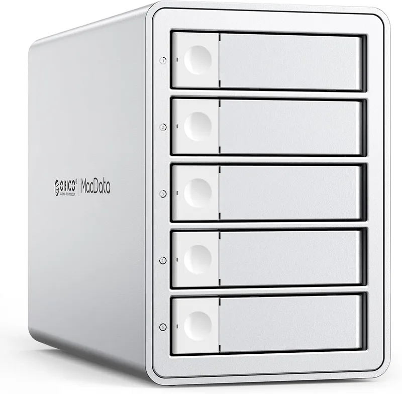 ORICO ▫️ Caixa de alumínio Raid para 5 compartimentos SATA HDD/SSD de 2,5/3,5 polegadas, USB 3.0 Tipo B 5 Gbps, Base de ligação para disco rígido, Compatível com RAID 0/1/5/10/PM (9958RU3)