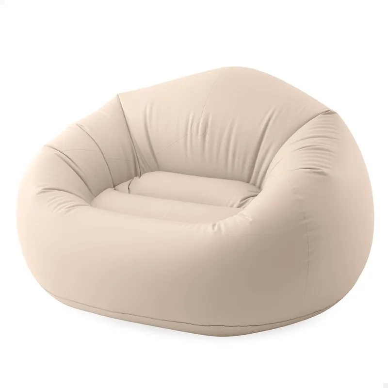 Intex ▫️ Poltrona insuflável Beanless Bag, bege, 137 x 127 x 74 cm, PVC resistente, máx. 100 kg, Assento individual, Pufe redondo, Mobiliário insuflável, Fácil de encher, Armazenamento simples (66505)