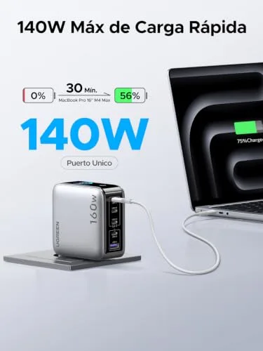 UGREEN ▫️ Nexode Pro 160 W Carregador USB-C de carregamento rápido com ecrã TFT e PD 3.1 5