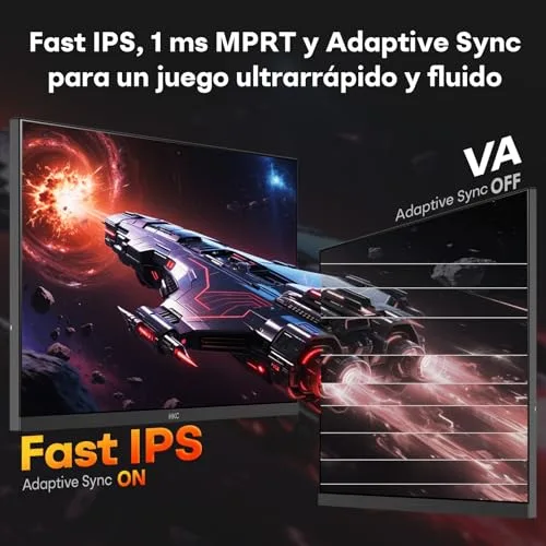HKC ▫️ Monitor de jogos de 24 polegadas, 260 Hz, painel Fast IPS, HDR400, 1 ms MPRT, Adaptive Sync, inclinação ajustável, (1920x1080, 2 portas HDMI 2.0, 1 porta DP 1.4, saída de áudio), preto 4
