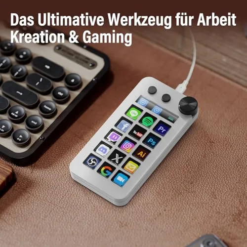 TreasLin ▫️ N1 Teclado Macro 3 em 1: 15 teclas LCD, teclado numérico e calculadora – Controlador de streaming programável e controlador de estúdio para streaming, trabalho e jogos (Mac 14.0+/Win10+) – Branco 6