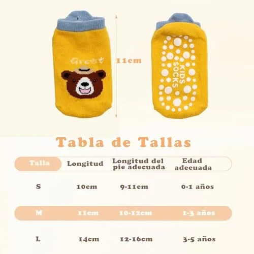 Soleeya ▫️ 7 pares de meias antiderrapantes para bebés e crianças (meninos e meninas) dos 0 aos 5 anos, meias antiderrapantes multicoloridas de algodão, curtas, para bebés, com estampado de animais, para meninos e meninas 3