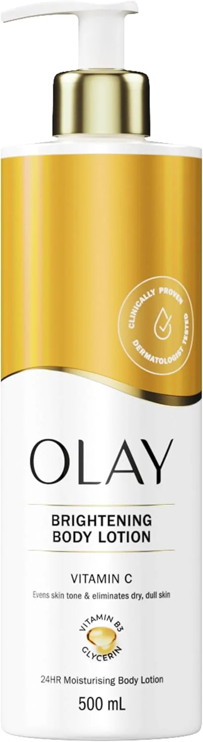 Olay ▫️ Vitamina C Loção Corporal Hidratante e Iluminadora, 500 ml | Vitaminas B5 e B3, Glicerina, Hidratação durante 24 horas, Uniformiza o tom da pele, Uso diário