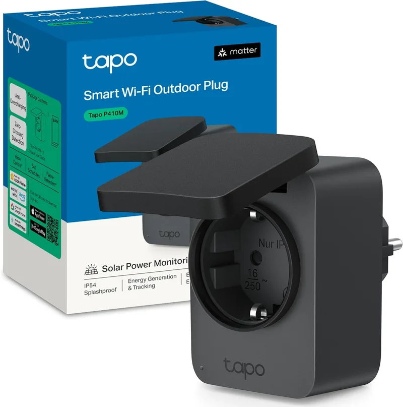 Tapo ▫️ P410M - Prise Inteligente para Exterior com Wi-Fi, IP54, Monitor de Energia