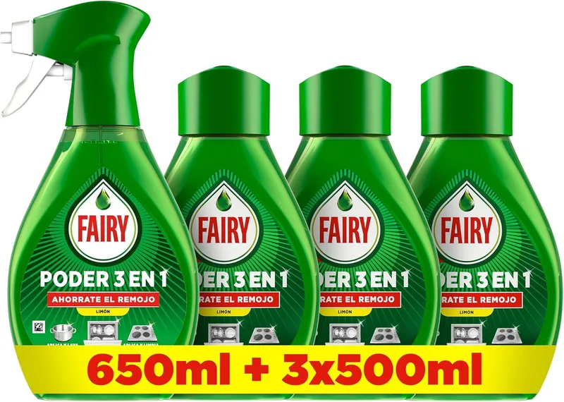 FAIRY ▫️ Spray Poder Sem Enxaguamento Pré-tratamento Limão 650 ml + 3 recargas de 500 ml