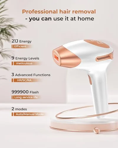 Deplite ▫️ 21J Depilador a laser com 3 funções, depilador IPL (luz pulsada) com 9 níveis de energia, luz vermelha de 600-1200 nm, máquina de depilação a laser doméstica para mulheres e homens, rosto, zona do biquíni, axilas, rosto e corpo 2