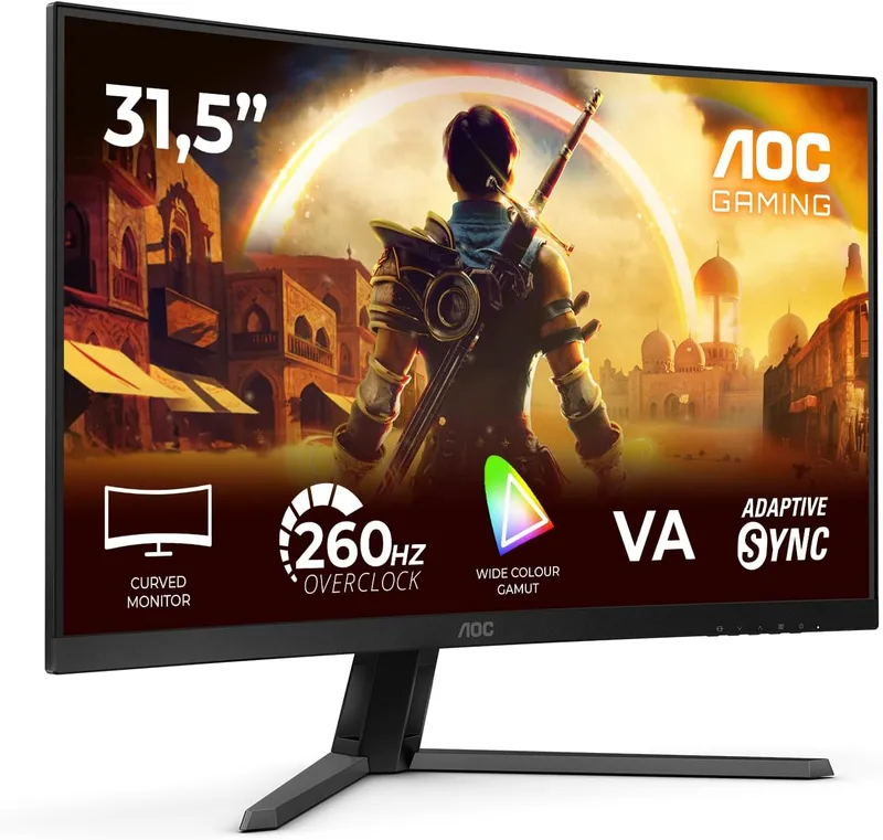 AOC ▫️ Monitor para jogos C32G42ZE de 32 polegadas, 260 Hz, painel VA, 0,3 HDR10, sincronização adaptativa, FreeSync Premium (1920x1080 HDMI 1x 2.0 DP 1x 1.4) Preto