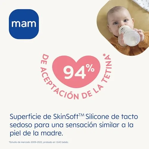 MAM ▫️ Conjunto de 2 biberões, a partir dos 6 meses, 330 ml, com tetina X especial para líquidos espessos em silicone, de fácil aceitação, fácil de segurar, fácil de limpar, Easy Active, rosa, conjunto de 2 unidades 2