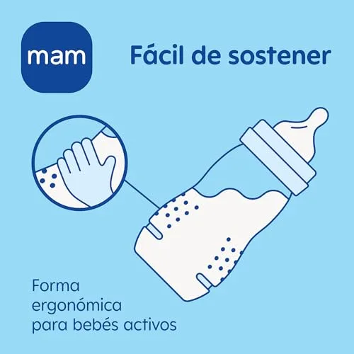 MAM ▫️ Conjunto de 2 biberões, a partir dos 6 meses, 330 ml, com tetina X especial para líquidos espessos em silicone, de fácil aceitação, fácil de segurar, fácil de limpar, Easy Active, rosa, conjunto de 2 unidades 5