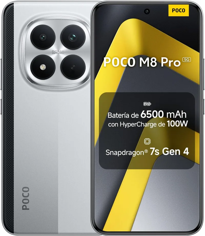 XIAOMI ▫️ POCO M8 Pro 5G Smartphone de 8+256 GB Prateado Ecrã de 6,83" 1,5K