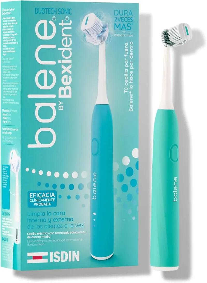 ISDIN ▫️ Balene by Bexident® Duotech Sonic Aqua | Escova de dentes elétrica | Limpa simultaneamente a face interna e externa dos dentes | Limpeza profunda e eficaz | Cabeça de dureza média
