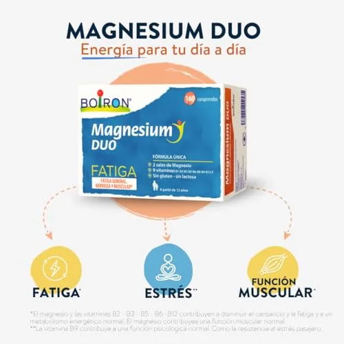 Boiron ▫️ Magnesium Duo Fatiga 160 Comprimidos | 2 sais de magnésio e 9 vitaminas | Ajuda a diminuir a sensação de fadiga e cansaço. 2