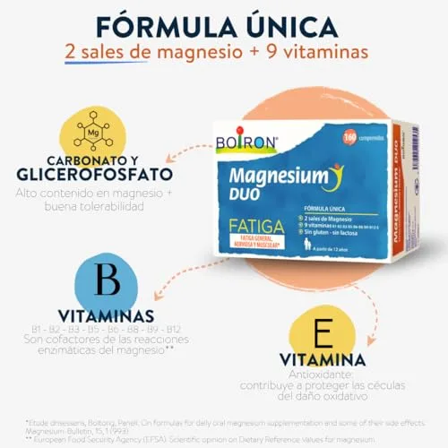 Boiron ▫️ Magnesium Duo Fatiga 160 Comprimidos | 2 sais de magnésio e 9 vitaminas | Ajuda a diminuir a sensação de fadiga e cansaço. 3