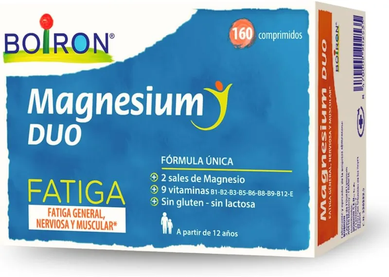 Boiron ▫️ Magnesium Duo Fatiga 160 Comprimidos | 2 sais de magnésio e 9 vitaminas | Ajuda a diminuir a sensação de fadiga e cansaço.