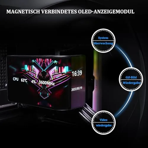 Thermalright ▫️ Wonder Vision 360 UB ARGB Preto AIO - Sistema de refrigeração líquida para CPU AM5/Intel LGA1851/1700, ecrã curvo 3D de 6,67 polegadas com resolução de 2400 x 1080, ecrã com painel magnético 2