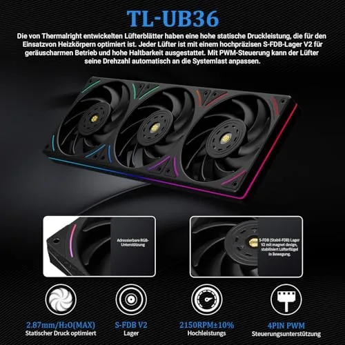 Thermalright ▫️ Wonder Vision 360 UB ARGB Preto AIO - Sistema de refrigeração líquida para CPU AM5/Intel LGA1851/1700, ecrã curvo 3D de 6,67 polegadas com resolução de 2400 x 1080, ecrã com painel magnético 6