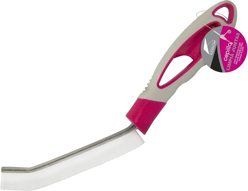 KERKOM ▫️ Escova para limpar juntas – Cabo ergonómico em dois materiais – Cabeça estreita para azulejos e cantos – Alcança zonas difíceis – para casa de banho e cozinha