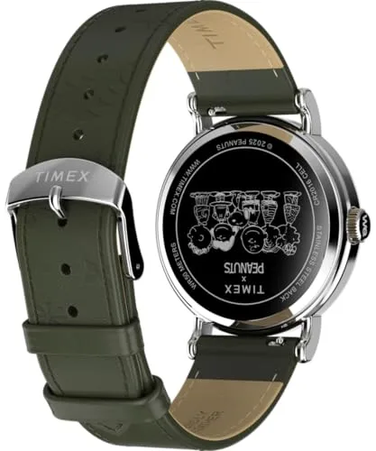 Timex ▫️ Relógio analógico de quartzo para homem, modelo Peanuts Weekender, com bracelete em pele 4