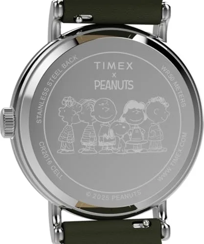 Timex ▫️ Relógio analógico de quartzo para homem, modelo Peanuts Weekender, com bracelete em pele 5