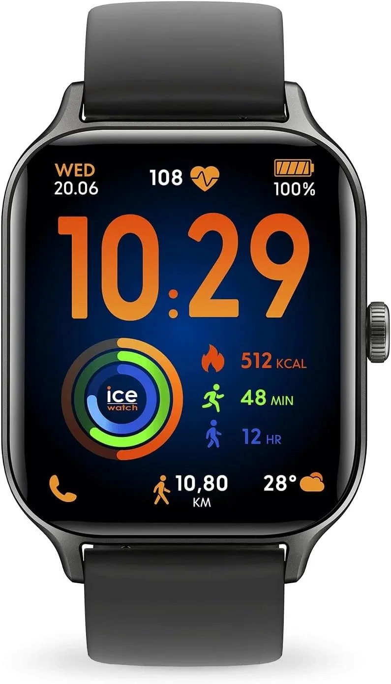 ICE-WATCH ▫️ Ice fit RT 3.0 Black - Relógio desportivo inteligente preto para homem com bracelete de silicone - 025279 (1,97 polegadas) - GPS integrado, monitorização cardíaca