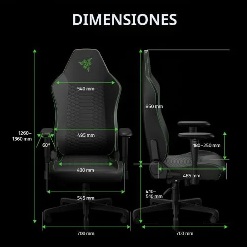 Razer ▫️ Iskur V2 X NewGen - Cadeira gamer ergonómica, confortável e respirável - Couro EPU de 2.ª geração com tecnologia Cooltouch - Apoio lombar integrado - Base do assento e arcos superlargos | Preto 2