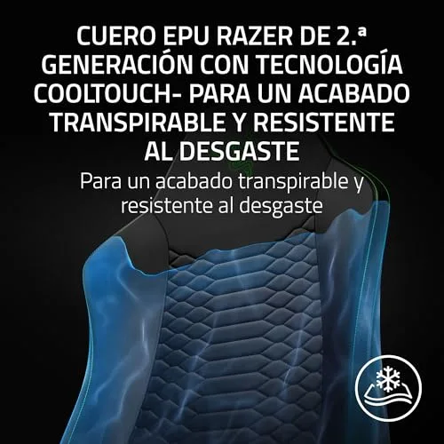 Razer ▫️ Iskur V2 X NewGen - Cadeira gamer ergonómica, confortável e respirável - Couro EPU de 2.ª geração com tecnologia Cooltouch - Apoio lombar integrado - Base do assento e arcos superlargos | Preto 3