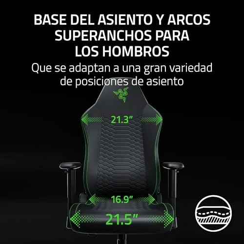 Razer ▫️ Iskur V2 X NewGen - Cadeira gamer ergonómica, confortável e respirável - Couro EPU de 2.ª geração com tecnologia Cooltouch - Apoio lombar integrado - Base do assento e arcos superlargos | Preto 6
