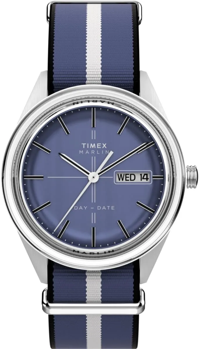 Timex ▫️ Relógio Marlin Jet Quartz para homem, com bracelete em tecido, 38 mm