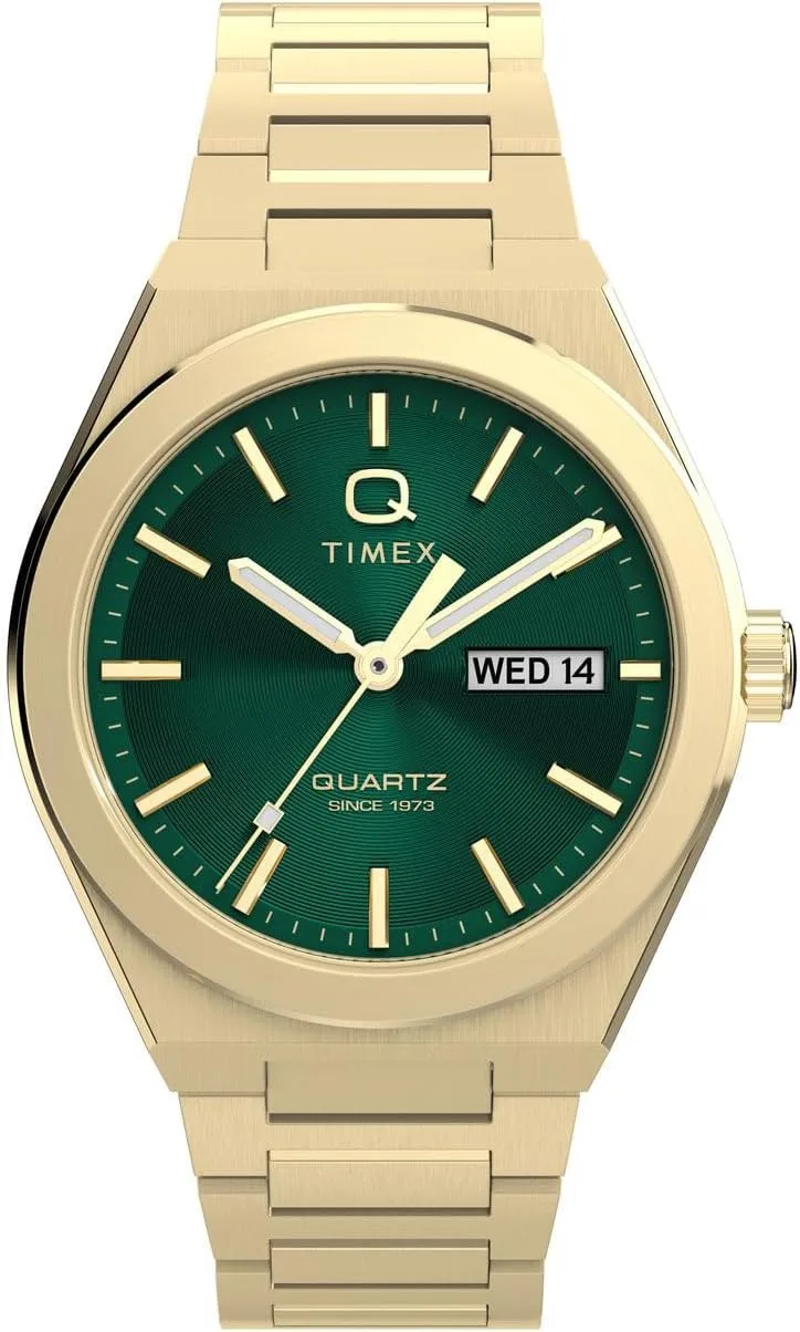 Timex ▫️ Relógio de quartzo Q Continental Day and Date para homem, 39 mm