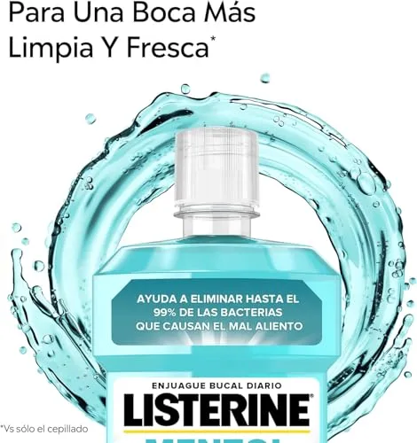 Listerine ▫️ Mentol Sabor Suave (1x250 ml), elixir bucal com flúor e 0% de álcool, elixir para as gengivas com 24 horas de proteção, elixir bucal sem álcool para um hálito fresco (Embalagem de 2) 3