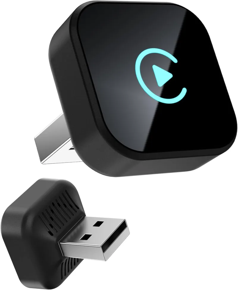 sunweyer ▫️ Mini Adaptador sem fios CarPlay e Android Auto: Atualização de cabo para sem fios, design compacto com menos de 1 polegada para carros com fios de fábrica (T preto)