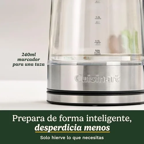 CUISINART ▫️ Fervedor de vidro de 1,7 L com controlo de temperatura, fervura rápida de 3 kW, exterior frio ao toque, parede dupla, sem BPA, bico antigotejamento, base giratória de 360°, desligamento automático e ecrã tátil 4