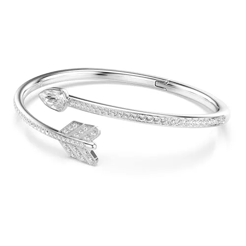 Swarovski ▫️ Pulseira rígida Idyllia Collezione, cortes mistos, seta, branco, banhada a ródio 2