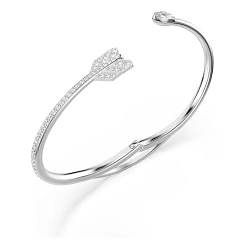 Swarovski ▫️ Pulseira rígida Idyllia Collezione, cortes mistos, seta, branco, banhada a ródio 3
