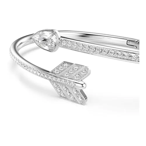 Swarovski ▫️ Pulseira rígida Idyllia Collezione, cortes mistos, seta, branco, banhada a ródio 4