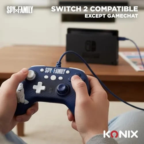 Konix ▫️ Spy x Family Comando com fio para Nintendo Switch, Switch 2 e PC - Função de vibração - Cabo de 3 m - Design da Anya e do Bond Forger - Azul 7