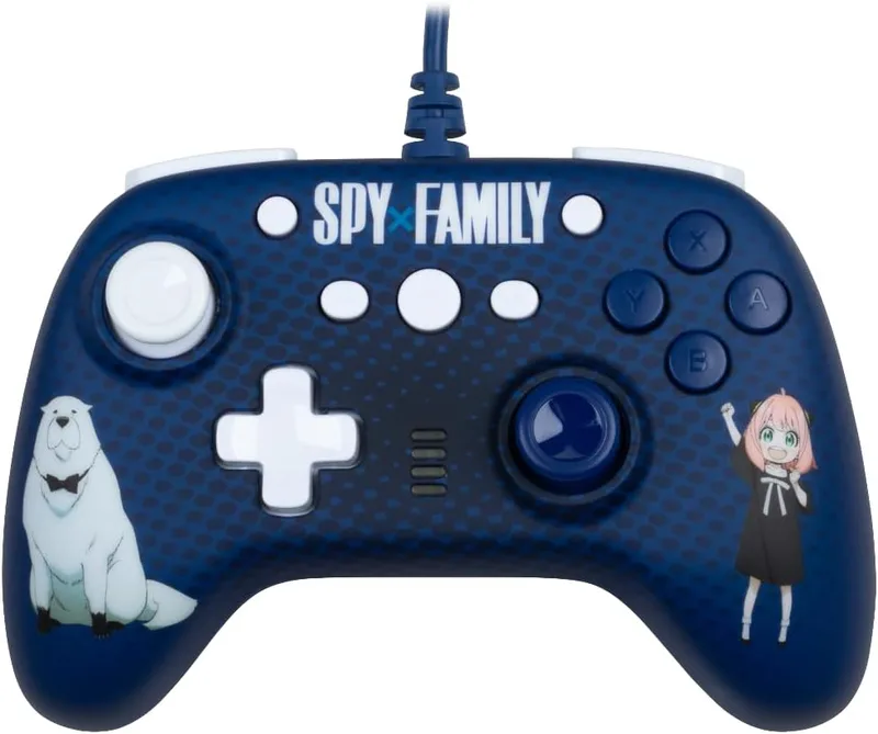 Konix ▫️ Spy x Family Comando com fio para Nintendo Switch, Switch 2 e PC - Função de vibração - Cabo de 3 m - Design Anya e Bond Forger - Azul