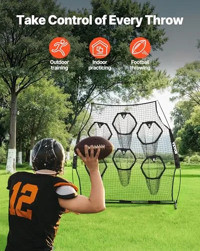 VEVOR ▫️ Rede de Lançamento para Treinador de Futebol, 274 x 106 x 243 cm, com 6 Bolsos para Balas de Treino, Ideal para Treino de Remates à Baliza e Precisão de Passe do Quarto-de-Campo, Preto 2
